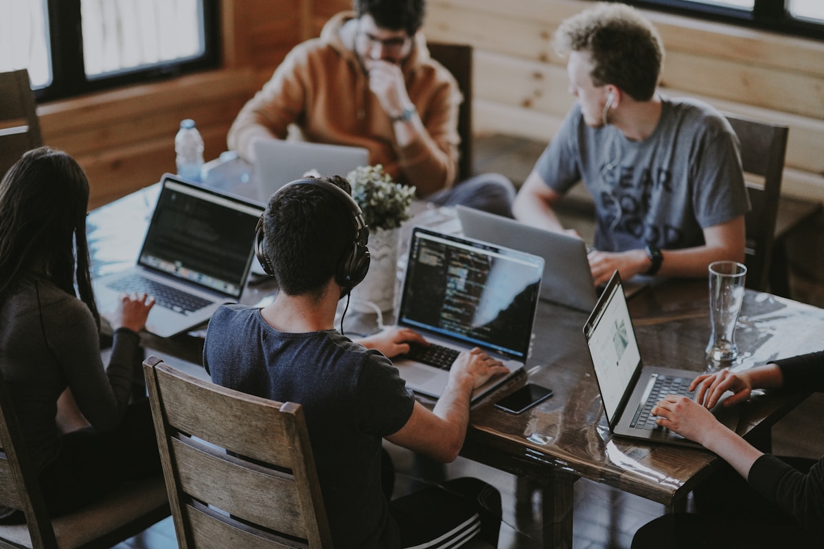 Team collaboration in a modern office